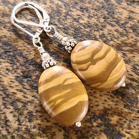 Kachina Jewelry Jewelry - Handcrafted Sterling Silver Earrings, Landscape Jasper